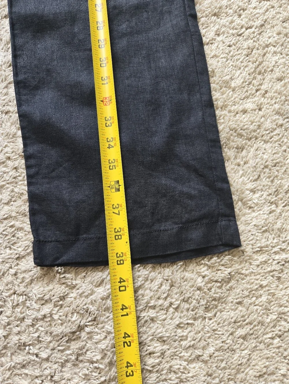 Quince European Linen Trousers Mens 34×30 Black Straight